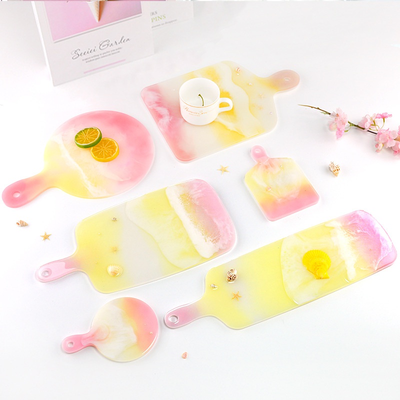1 khuôn silicone làm khay đựng trái cây hình chữ nhật/tròn DIY
