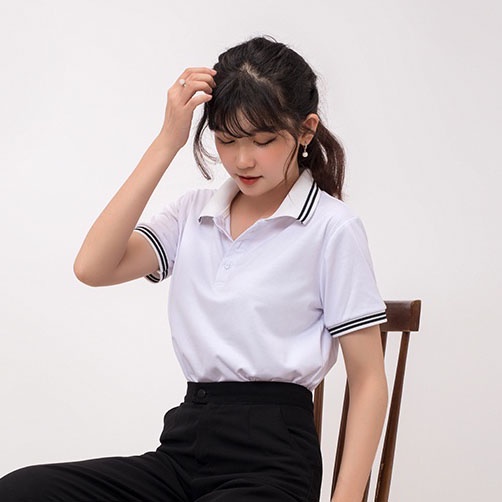 Áo polo nữ AMYRA co giãn có cổ form rộng công sở có cổ basic vải cotton thun phông trơn trắng đen AT021 | BigBuy360 - bigbuy360.vn