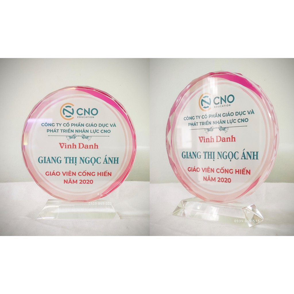 Kỷ niệm chương - Cúp Pha lê In khắc theo yêu cầu (LA-01)