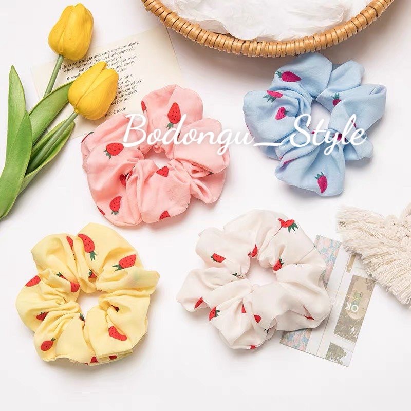 Chun buộc tóc_cột tóc scrunchies họa tiết dễ thương phong cách hàn quốc