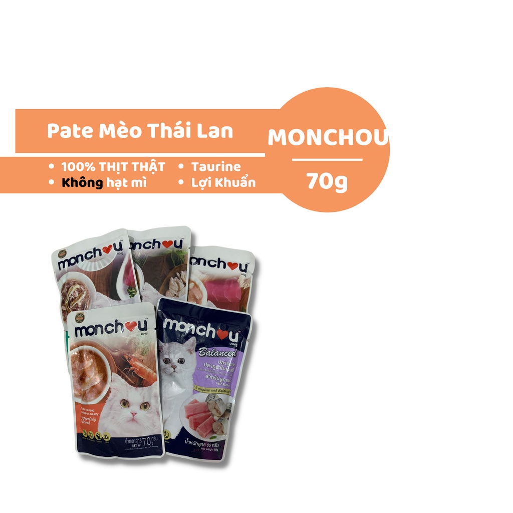 [Chính hãng] [Date Xa] Pate Cho Mèo MonChou Hàng Nội Địa Thái Lan Gói 70gr