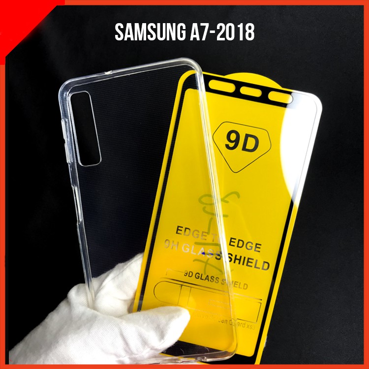 COMBO Ốp lưng dẻo Samsung A7-2018, A51- 2020, J4 plus, A70, A30, J8-2018, A8 plus dẻo trong suốt tặng kèm kính cường lực