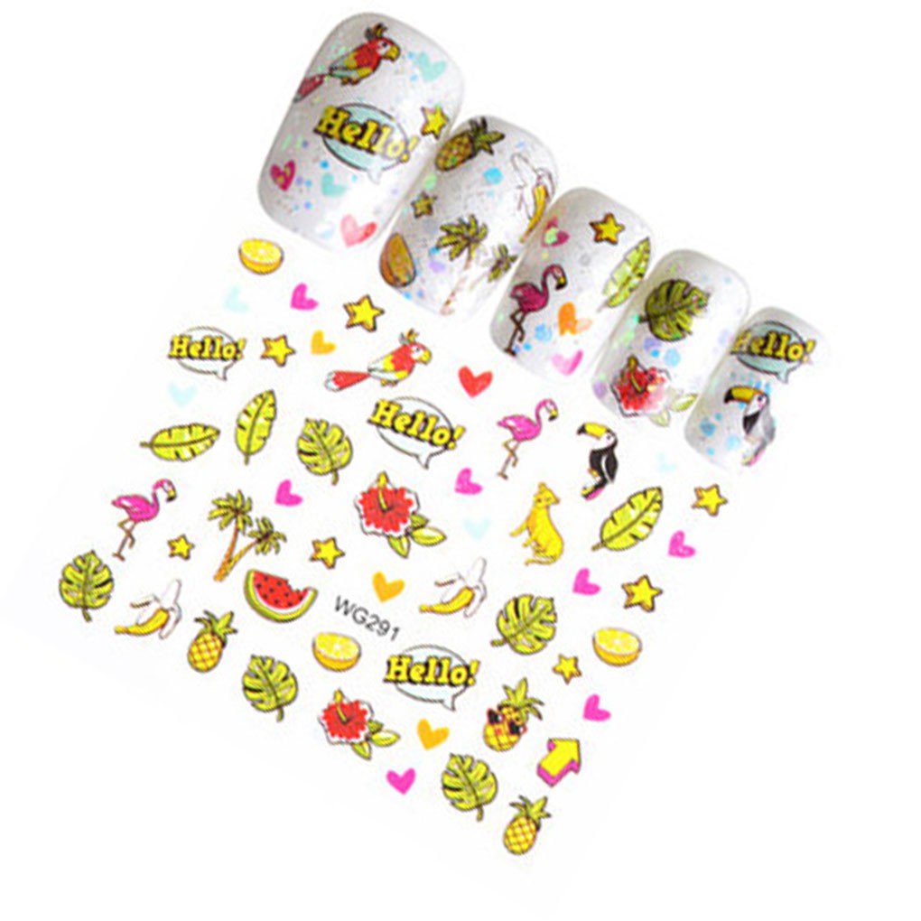 Sticker Trang Trí Móng Nghệ Thuật Họa Tiết Hình Hoa / Trái Tim Xinh Xắn