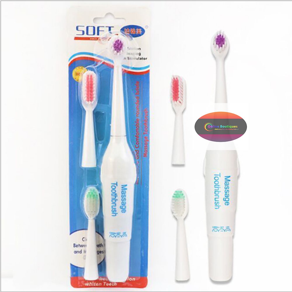 (Gía Sỉ) Bàn Chải - Máy Đánh Răng Massage Toothbrush - Bằng Điện Tặng 3 Đầu Bàn Chải (chạy pin tiểu)