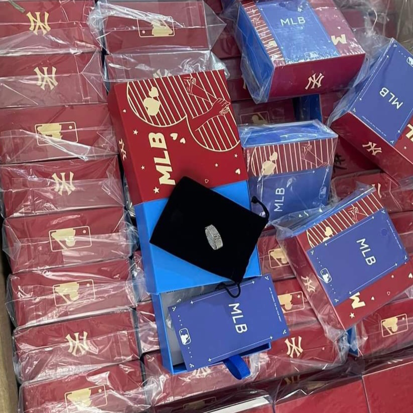 Nhẫn MLB unisex nam nữ titan sáng bóng cao cấp fullbox làm quà