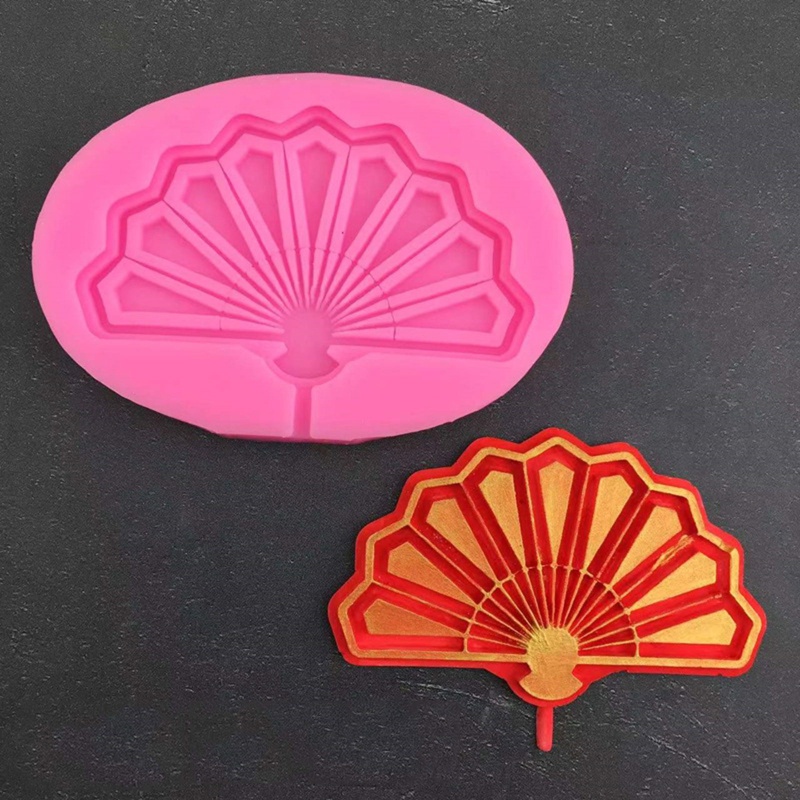 Khuôn Làm Kẹo Mềm / Sô Cô La Hình Quạt 3D Kiểu Trung Hoa DIY