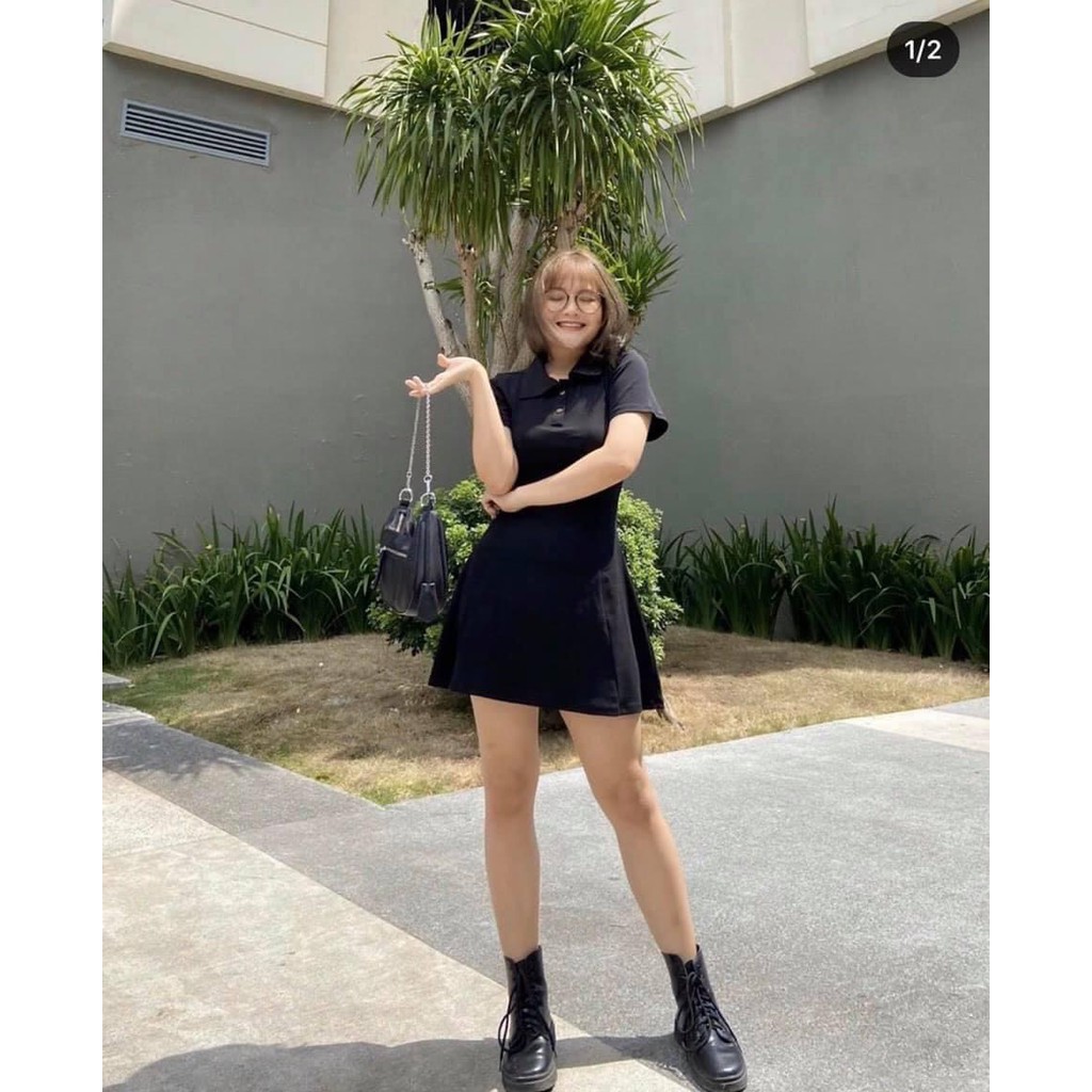 [Mẫu mới]_Đầm Thun Cotton POLO Dáng xòe / Dáng chữ A Siêu Xinh cute PHS1596 | BigBuy360 - bigbuy360.vn