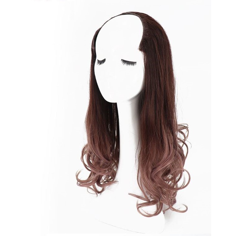 Tóc giả nữ kẹp U ombre FREESHIP Tóc kẹp U 3/4 đầu omber Hồng phấn KU-9123A