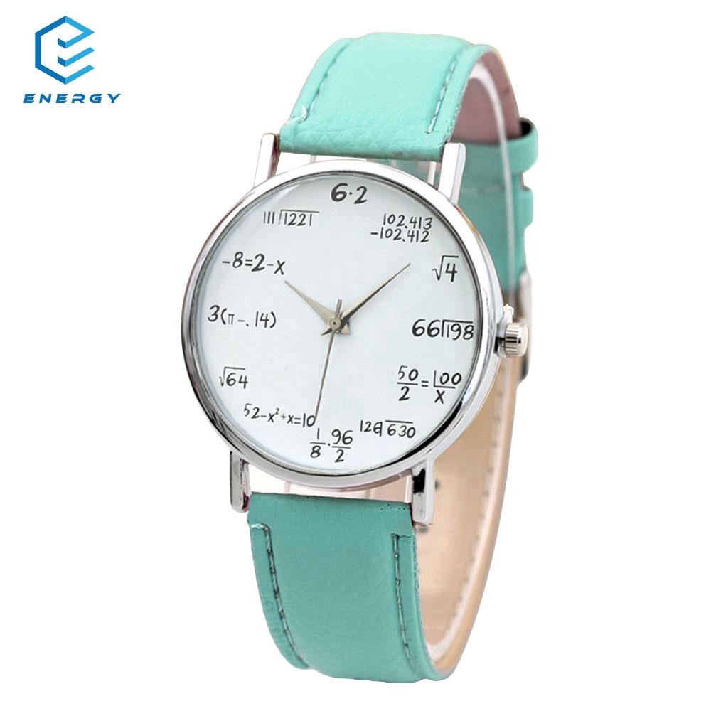 Promotion Quartz Analog Dial Math Simple Printed Students Wrist Watch Gift