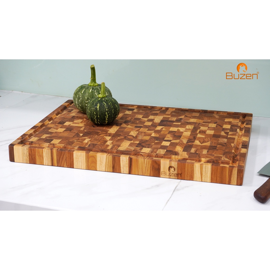 Thớt Gỗ Teak BUZEN Chữ Nhật Size Cực Lớn 51x38cm- Thớt Gỗ Cao Cấp Đa Năng Cho Nhà Bếp