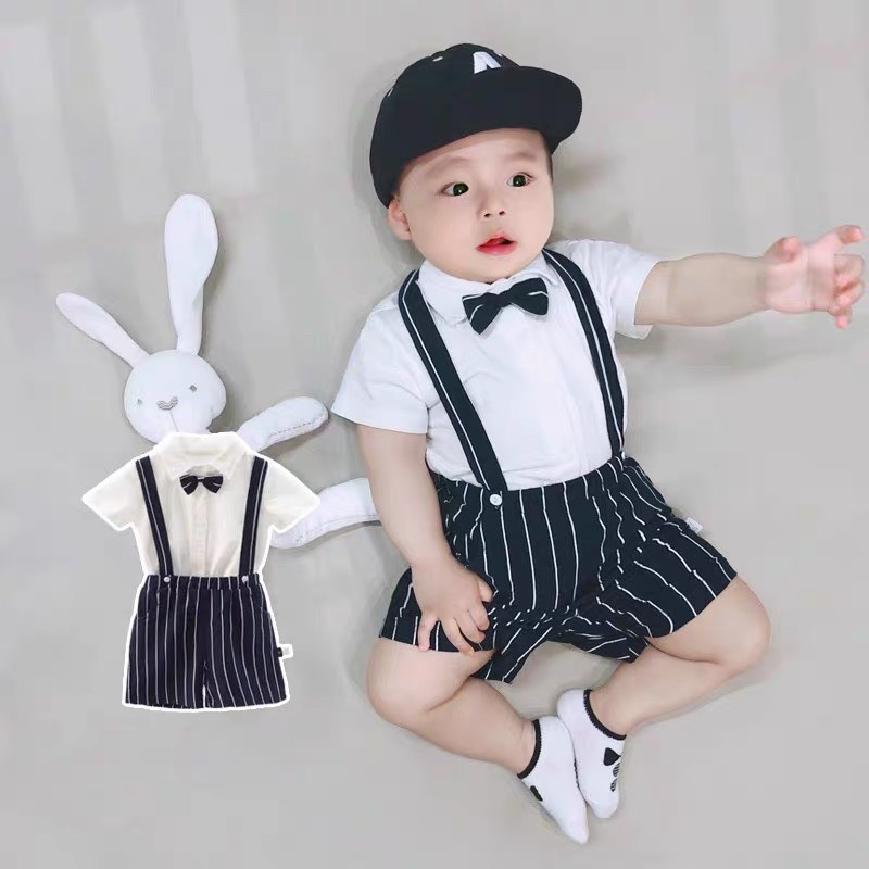 Bộ công tử nơ cộc cho bé trai mới