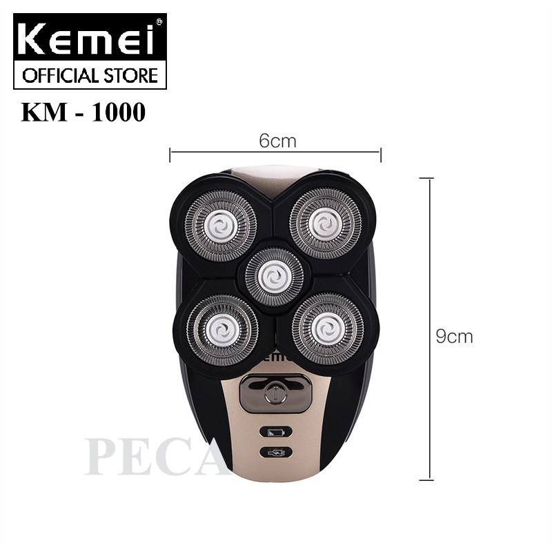 Máy cạo râu đa năng 5 in 1 kemei KM - 1000 có thể cạo râu cắt tóc - cắt tóc tỉa lông mũi - cọ rửa mặt - mút massage mặt