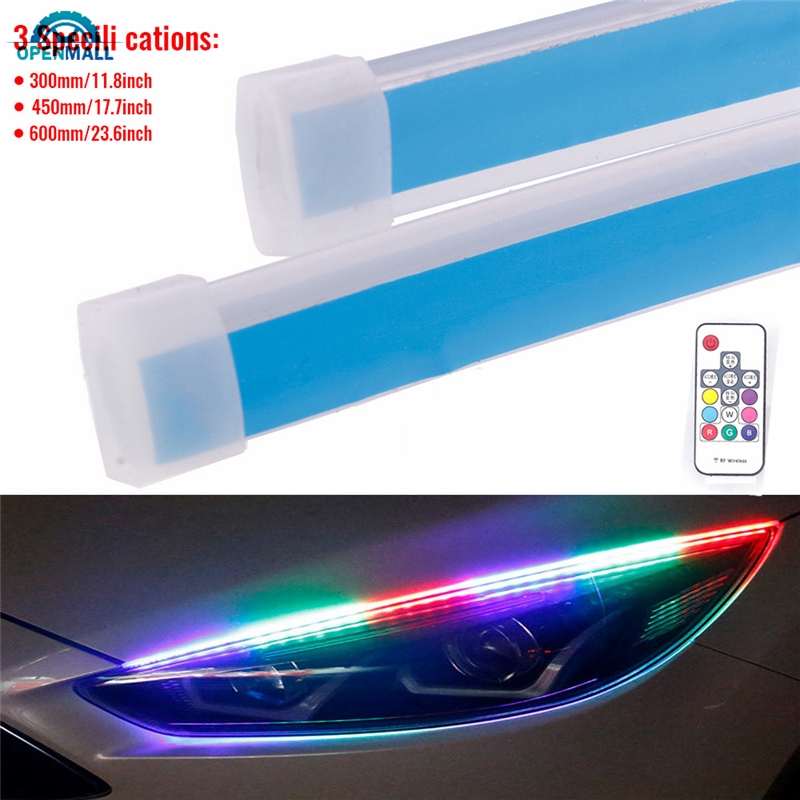 Set 2 dải đèn Led nhấp nháy linh hoạt nhiều màu trang trí đèn Pha xe hơi