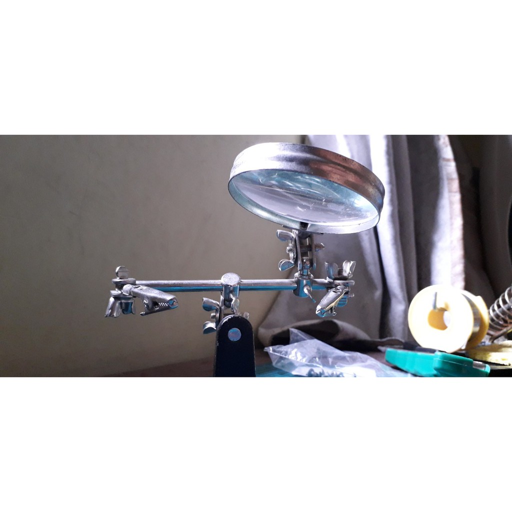 Kẹp hàn điện tử có KÍNH LÚP x2 ( Soi linh kiện nhỏ )