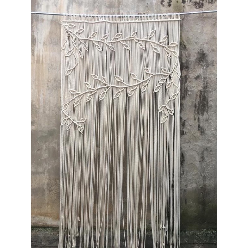 Rèm macrame lá trang trí
