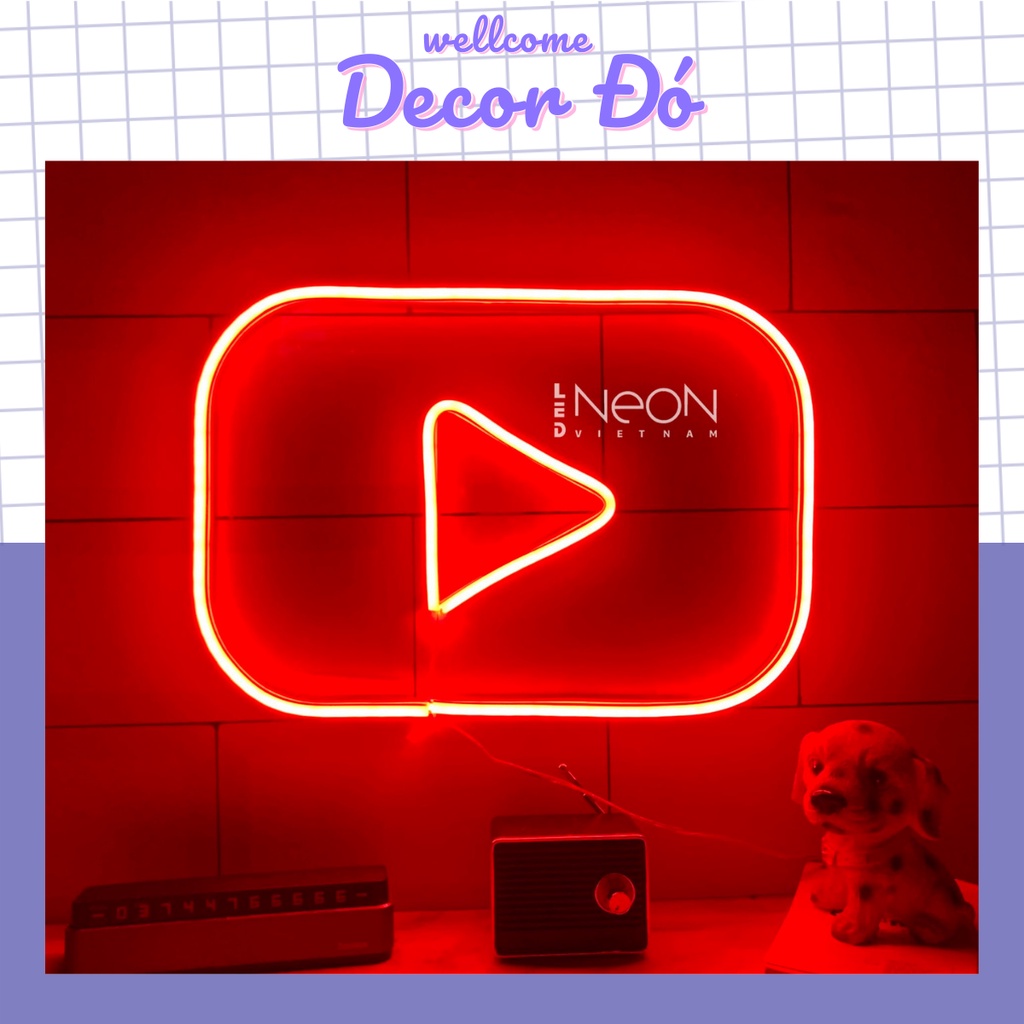 Đèn Led Neon YOUTUBE | Size 29 x 21cm | Siêu sáng siêu tiện lợi , an toàn cho trẻ em với điện áp DC12V |