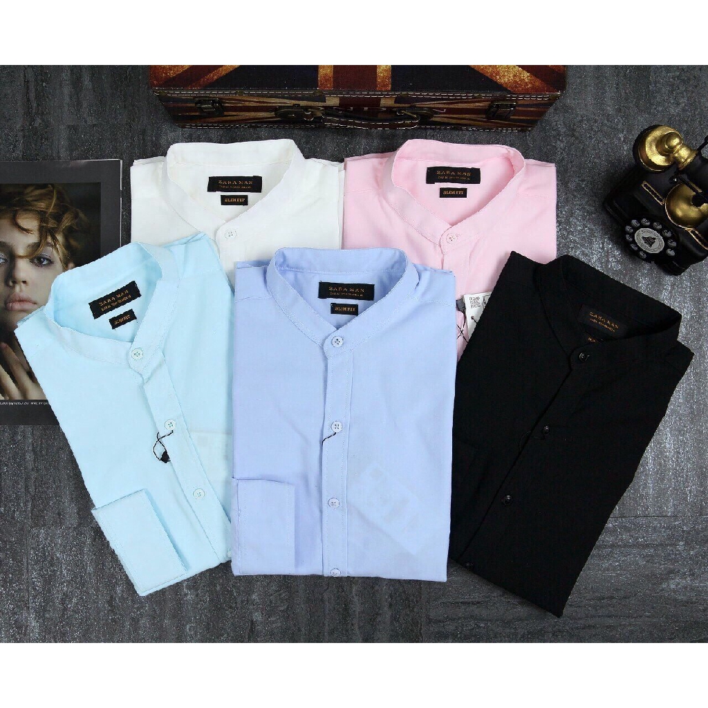 SƠ MI NAM CỔ TRỤ VẢI KATE LỤA ÍT NHĂN NHIỀU MÀU SẮC - STT002 | BigBuy360 - bigbuy360.vn