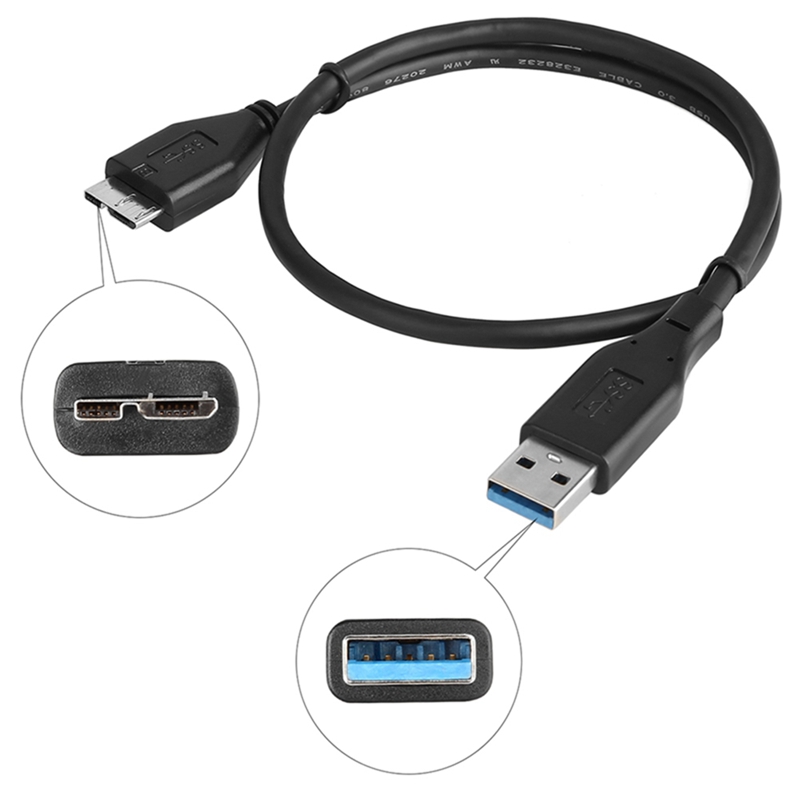 Dây Cáp Truyền Dữ Liệu Màu Đen Chuyển Đổi Đầu Usb 3.0 Sang Đầu Cắm Usb 3.0 Dài 45cm Chất Lượng Cao 2020