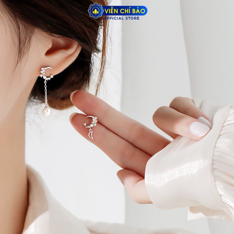 Bông tai bạc nữ Trăng sao lấp lánh chất liệu bạc 925 thời trang phụ kiện trang sức nữ thương hiệu Viễn Chí Bảo B400047