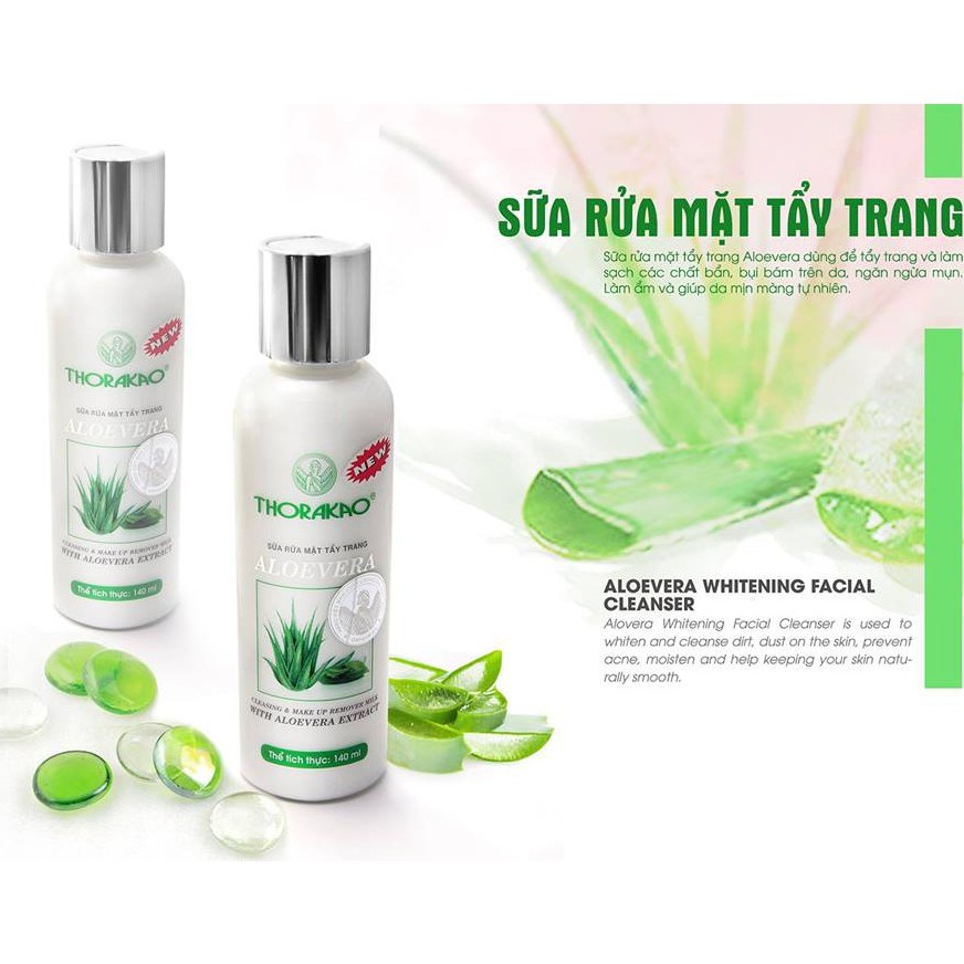 Sữa rửa mặt tẩy trang Alovera Thorakao 140g