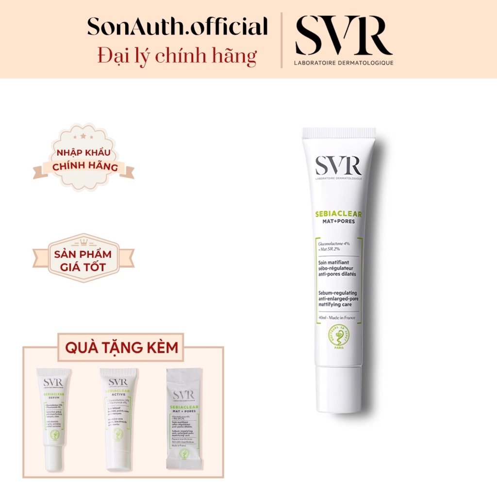 Kem dưỡng SVR Sebiaclear Mat + Pores 40ml [Đại Lý Chính Hãng]