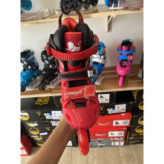Giày patin Cougar 333 màu đỏ full 8 bánh đèn phát sáng [ Tặng kèm bộ bảo hộ tay chân cao cấp ]