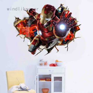 Đề Can Dán Tường Hiệu Ứng 3d Hình Cối Xay Gió / Người Sắt Trang Trí Phòng Trẻ Em