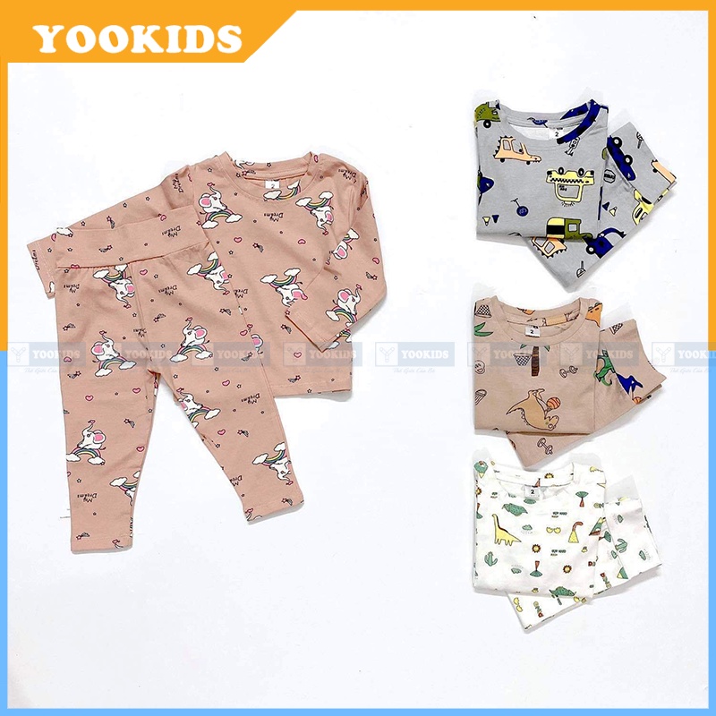 Đồ bộ cho bé YOOKIDS chất cotton mềm mịn co giãn 4 chiều, Bộ thu đông cho bé trai bé gái 1 2 3 4 5 tuổi