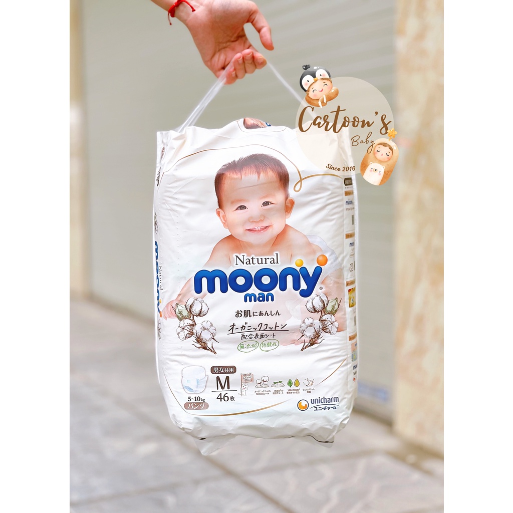 Tã Bỉm MOONY NATURAL Nội Địa Nhật dán/quần NB63/S58/M48/L36