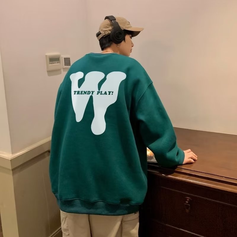 Áo Sweater Cổ Tròn Dáng Rộng In Họa Tiết Đơn Giản Thời Trang Xu Hướng Đường Phố Có Size Lớn M-8XL