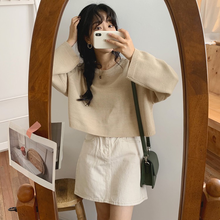 Áo Sweater Dệt Kim Tay Dài Màu Sắc Đơn Giản Phong Cách Hàn Quốc Thời Trang Thu Đông Cho Nữ | BigBuy360 - bigbuy360.vn