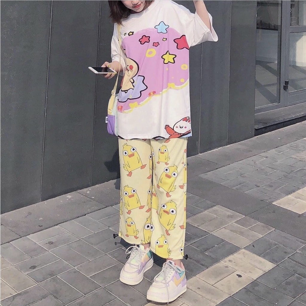 Quần thun ống rộng nam nữ hoạ tiết hoạt hình quần dài jogger cartoon pants unisex SIB045