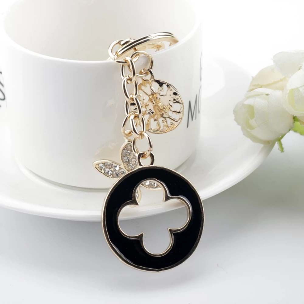 Móc Khóa Hình Cỏ Bốn Lá Bằng Kim Loại Tráng Men Nhiều Màu Thời Trang Cho Nữ