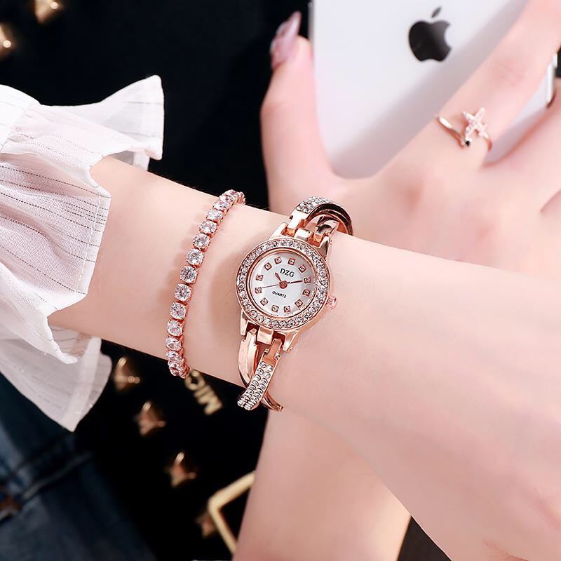 Đồng Hồ Nữ Cao Cấp DZG Quartz Platinum Viền Đính Đá Tinh Xảo Mạ Ánh Kim | BigBuy360 - bigbuy360.vn