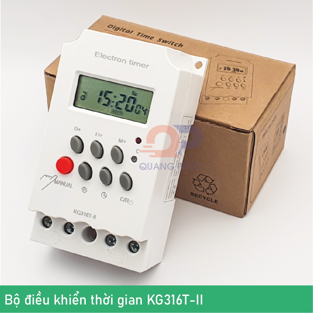 Công tắc hẹn giờ ngõ ra 25A cài đặt được 16 chương trình điều khiển chiếu sáng tưới tiêu hiệu lệnh