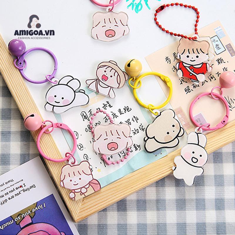 Móc Chìa Khóa Dạng Chuỗi Hạt acrylic Họa Tiết Gấu Dễ Thương Nhiều Màu Sắc