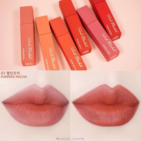 Son kem lì Holika Holika Velvet Blanket Tint mịn mượt như nhung màu đỏ cam #03 Pumpkin