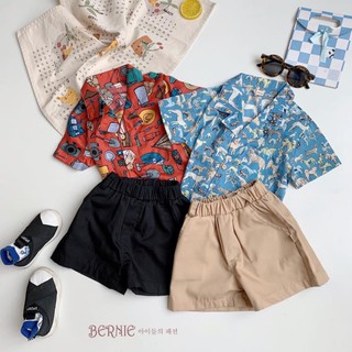 Set bộ sơ mi bé trai Hàn Quốc siêu đẹp 🥑 Bộ sơ mi bé trai họa tiết đi biển Bernie Hàn Quốc chất liệu 100% cotton mềm mát