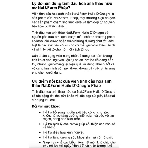 Hoa anh thảo chứa tinh chất hoa lưu ly hưu cơ Nat&Form Pháp 120/200v