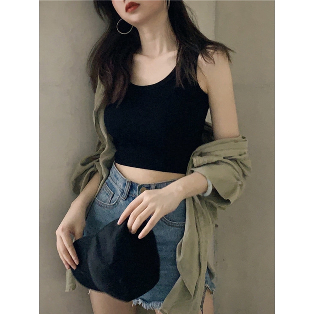 Áo hai dây IELGY dáng ngắn nhiều màu tùy chọn phong cách thời trang mùa hè cho nữ