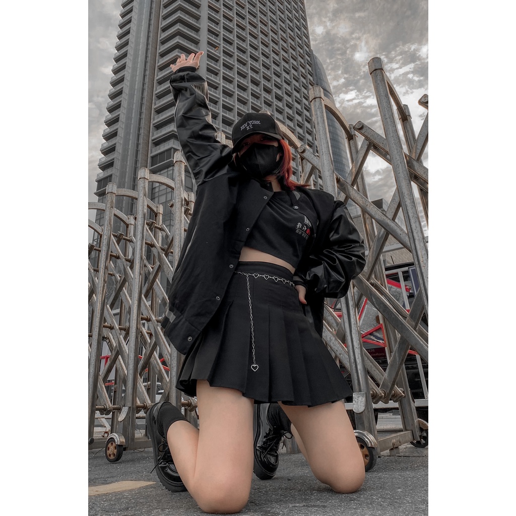 Áo Khoác Bomber Varsity KaKi Phối Tay Da Unisex Nam Nữ Form Rộng Chất Dày Dặn