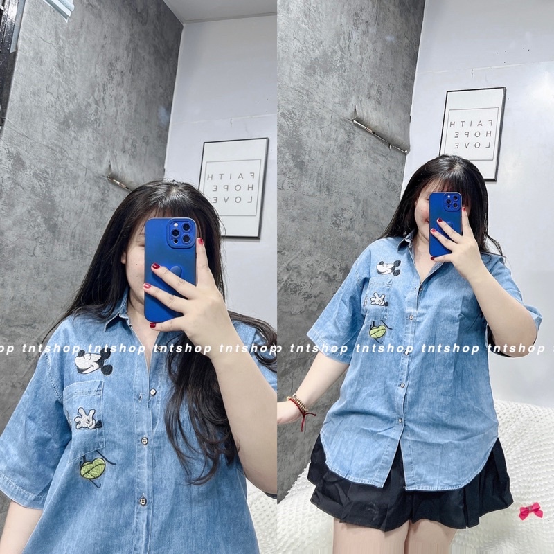 ÁO SƠ MI MlCKEY ÔM TÚI TAY NGẮN [TNT SHOP BIGSIZE 60KG 90KG]