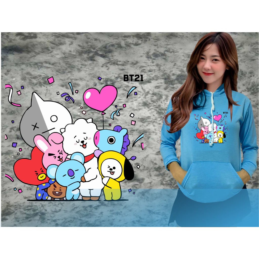 Áo Hoodie Họa Tiết Bt21 001 / Baby Terry Dễ Thương Cho Nữ