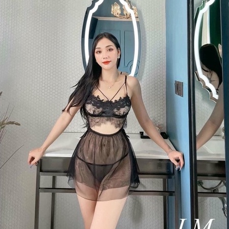 Tặng chip xinh _ Váy ngủ sexy xuyên thấu voan lụa phối viền nâng ngực cao cấp Đầm mặc nhà gợi cảm quyến rũ SP056
