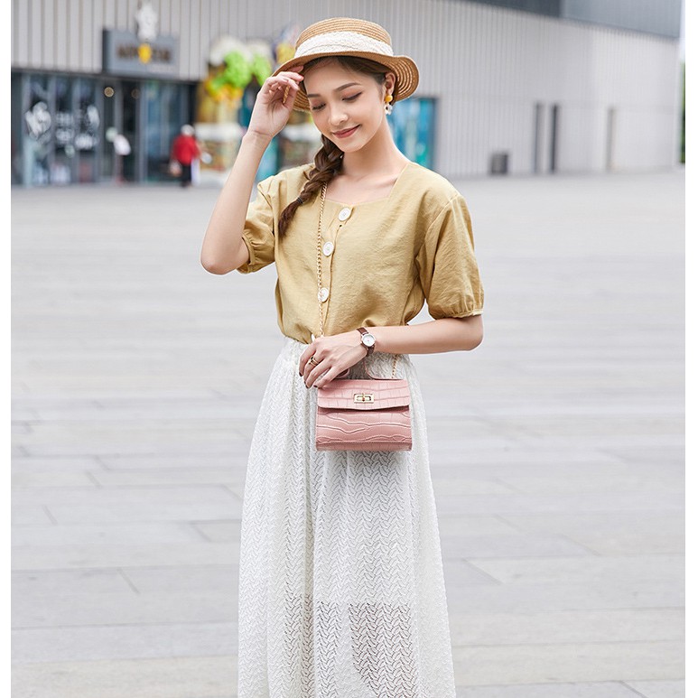 TÚI ĐEO CHÉO MINI DÂY XÍCH VÂN CÁ SẤU SIÊU XINH FASHION& BAG 2021 KDR-TDC360 KODOROS