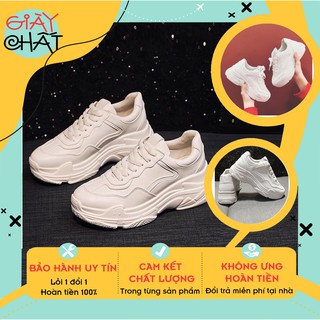 Giày thể thao nữ độn đế cao chất da mềm mịn 5p , Giày thể thao sneaker nữ màu trắng thấp cổ chất liệu PU siêu hot