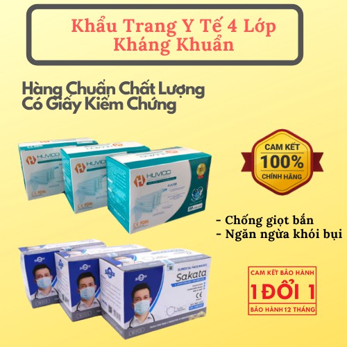 [ ẢNH THẬT + VIDEO ] HỘP KHẨU TRANG Y TẾ 4 LỚP Có GIẤY KHÁNG KHUẨN - HỘP 50 CHIẾC - Chống Giọt Bắn ( HÀNG CHÍNH HÃNG )