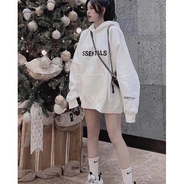 Áo hoodie Essentials Nỉ Nữ [ Freeship] 🌸 Jacket from rộng có mũ màu Trắng/ Ghi/ Be / Nâu Ullzang 🌸 | BigBuy360 - bigbuy360.vn