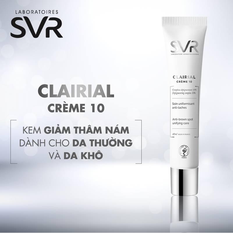 Kem Dưỡng Cho Da Nám Diện Rộng &amp; Đều Tông Màu Da SVR Clairial Creme-10 40ml