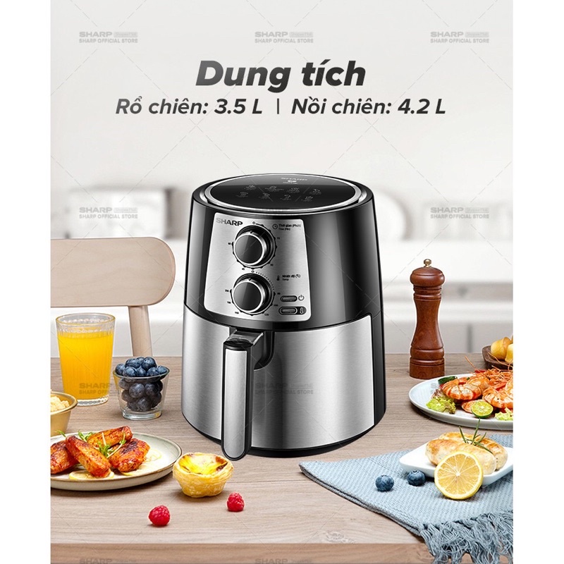 Nồi Chiên Không Dầu Sharp KF-AF42MV-ST [NEW 2021] Chống Dính 4.2L [1250-1450W]
